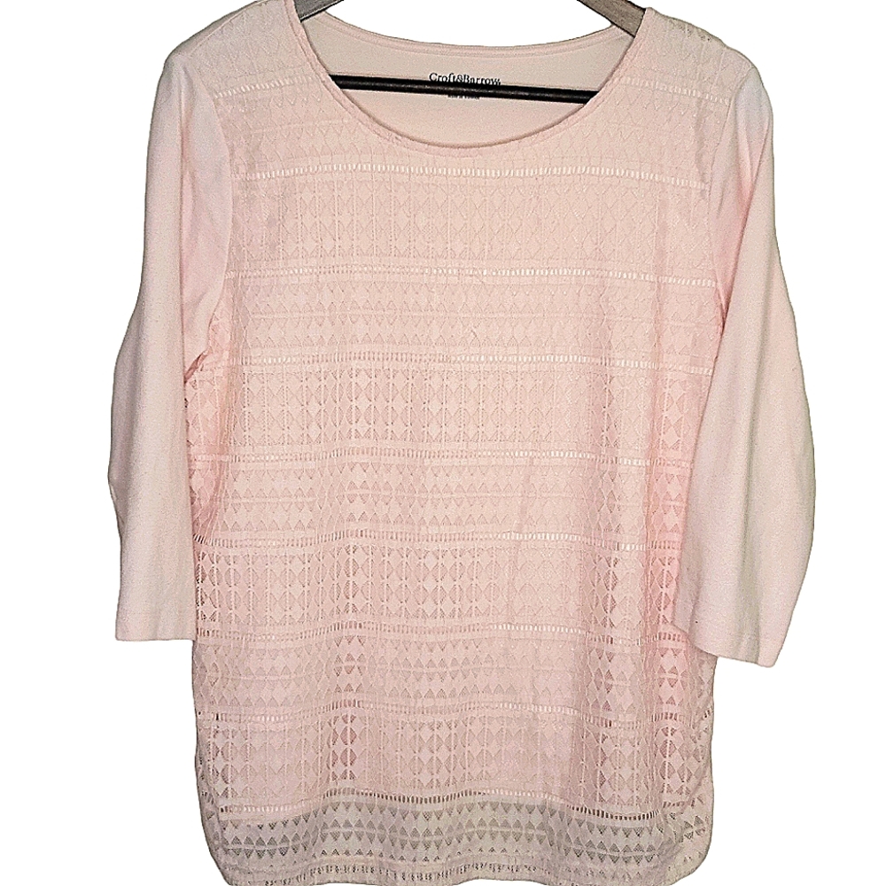 Croft & Barrow Pink 3/4 length sleeves